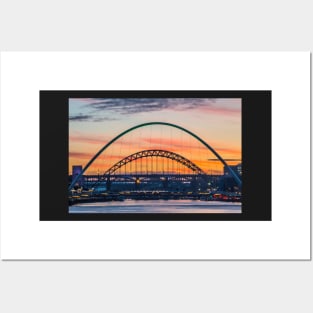 Sunset on the tyne river quayside Posters and Art